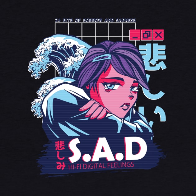 Japanese Sad Girl Anime Vaporwave Art Style by Visual Vibes